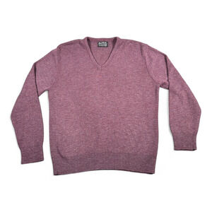 Vintage Royal Knight Sweater Adult MEDIUM Purple Speckled Acrylic V Neck USA 70s